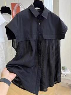 大人気▲切り替え 半袖 ブラウス 大きいサイズ ゆったり おしゃれ度高め