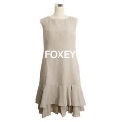 極美品 FOXEY マリーゴールド リネン ティアード ノースリーブ ワンピース