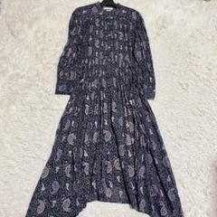 美品　イザベルマラン　マキシ丈ワンピース　花柄　Aライン ペチコート付き　36