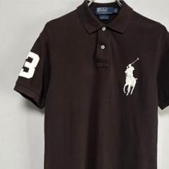 刺繍ロゴPOLO ポロ Ralph Laurenラルフローレン ポロシャツM茶白