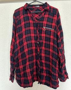 赤黒チェック 長袖　ネルシャツ