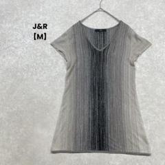 a2011＊J&R 半袖ニットチュニック　グレー【M】上品　綺麗め　ラメ入り