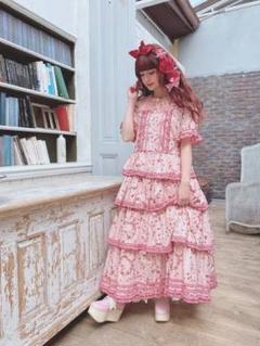 【60%OFF】 ピンクハウス 青木美沙子コラボ ワンピース+カーディガン+バッグ+ベレー帽set - ロングワンピース