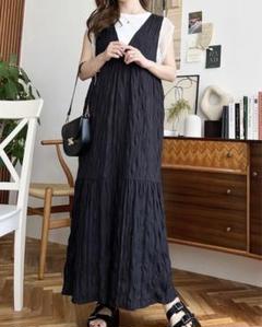 シワ加工Vネックジャンスカ/ワンピースのサムネイル