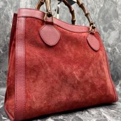 ✨美品✨GUCCI ダイアナ ハンドバッグ レザー スエード バンブー 金具 赤