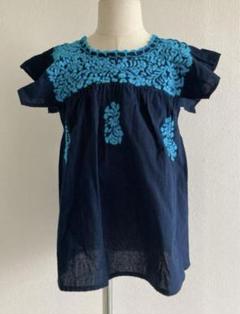 【3-4歳サイズ】 サンアントニーノ刺繍のワンピース（紺×青）のサムネイル