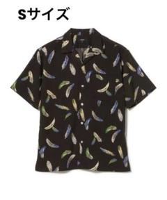 BEAMS HEART / プリント オープンカラー シャツ ブラック