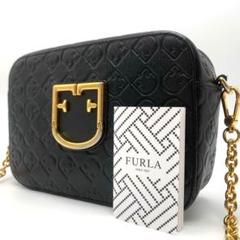 FURLA ブラーヴァ ショルダーバッグ カメラバッグ ブラック ロゴ型押し