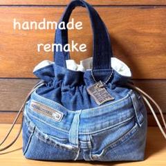 handmade】 ○デニムリメイク ○巾着トートバック B002 - メルカリ