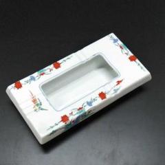 伊万里焼　赤絵花鳥長角灰皿