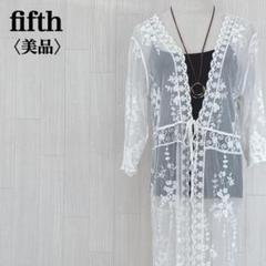 美品 fifth フィフス フラワー刺繡スカラップロングガウン ロング丈 華やか