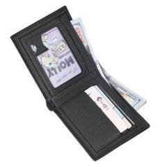 大人気！　二つ折り財布　ブラック　ワンポイント　牛革　シンプル　カジュアル