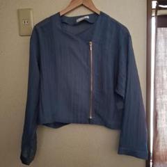 青のノーカラージャケット