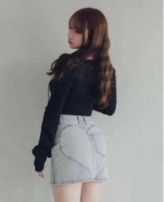ANDMARY アンドマリー Heart hip denim skirt S