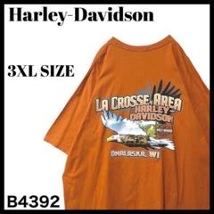 古着 ハーレーダビッドソン イーグル バックプリント Tシャツ ブラウン 3XL
