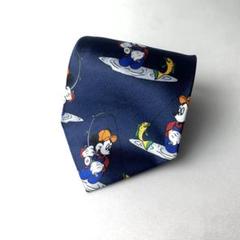1024 Disney ミッキー 釣り　総柄　シルク　ネクタイ