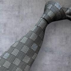 C455/LOUIS VUITTON ルイヴィトン ネクタイ グレー ダミエ柄 ルイヴィトンクラヴィットダミエ グレー系 メンズ ネクタイ