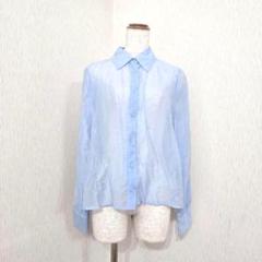 ZARA　長袖　シフォンシャツ　薄手（S）リヨセル　ライトブルー
