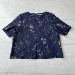 RUBIA ネイビー 花柄 半袖トップス