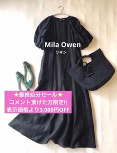 ミラオーウェンリネンブレンド大人可愛いボリュームスリーブワンピース♪