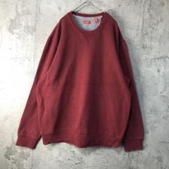 Y3154古着　トレーナー　スウェット　ワンポイント　えんじ　90s Y2K