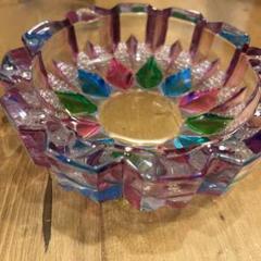◆古い切子硝子の菓子器 小物入れ 大正〜昭和時代◆ 切子硝子 矢来文菓子器 江戸末頃 | 古美術ささき