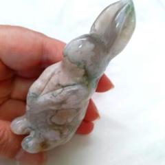天然石桜瑪瑙うさぎ置物