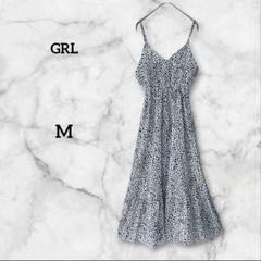 GRL グレイル キャミソール ロングワンピース アニマル柄 白黒 M