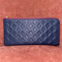 未使用 PATRICK COX パトリックコックス 長財布 デニム ブルー 財布 パトリックコックス L字ファスナー長財布 牛革 デニムプリント
