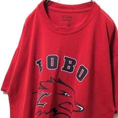 ギルダン ニューメキシコロボス デカロゴ Tシャツ レッド 赤 L 古着