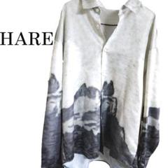 HARE ガラシャツ HARE ハレ トップス シャツ ブラック グレー