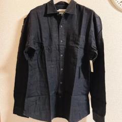 M❣️ブラック デニム フランネルシャツ スリムフィット 長袖 メンズ