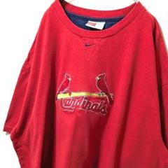 ナイキ MLBセントルイスカージナルス ロゴ刺繍 Tシャツレッド赤2XL古着