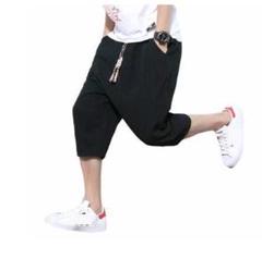 XL】サルエルパンツ ブラック 黒 メンズ ハーフパンツ ショートパンツ