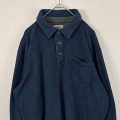 USA古着 エルエルビーン L.L.Bean フリース 長袖 ポロシャツ 青