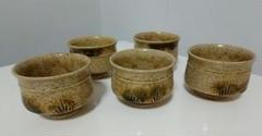 瀬戸焼　加藤作助　織部角向付　11客　10cm　大正〜昭和初期 瀬戸焼 加藤作助 織部角向付 11客 10cm 大正〜昭和初期