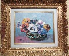 油彩　肉筆　熊倉雄ニ　漁網の絵画　美術品　インテリア　額縁　縁起の良い絵画 油彩肉筆熊倉雄ニ漁網の絵画美術品インテリア額縁縁起の良い絵画