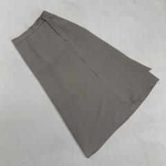 Drotie ロングスカート グレーベージュ リボン タック 日本製 サイズ2