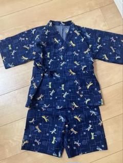 ハンドメイド　男の子　紺色　とんぼ柄甚平　110㎝