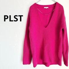 PLST ニット　セーター　ピンク　Vネック　M 長袖　無地 トップス　シンプル