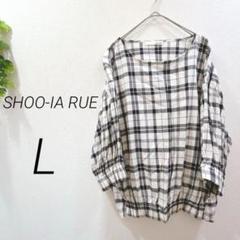 SHOO-IA RUE シューラルー　ブラウス　カットソー　ホワイト　チェック柄