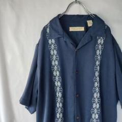 【ISLAND REPUBLIC ヴィンテージ刺繍半袖キューバシャツXL】古着