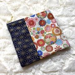 【ハンドメイド】特大サイズ！！刺し子とパッチワークのまんまるポーチ　和柄 rectangle_large_type_2_e3c15fd