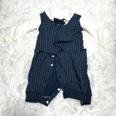 ベビー フォーマル風 ロンパース スーツ風 蝶ネクタイ付き 80センチ
