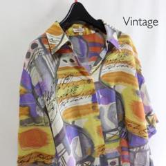 一点物【vintage】古着/総柄 半袖 シャツ/アロハシャツ
