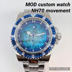 MOD　 自動巻き時計 青 ステンレス 　NH35 新品】セイコー MOD カスタム NH35 エクスプローラー