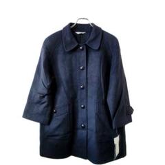 ウールコート カシミヤ ラム混 厚手 ネイビー L 上品 冬 ジャケット 羽織り
