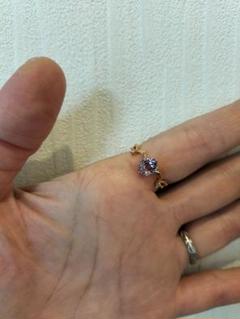 k10　PG アメジスト　ダイヤモンド　ct0.02 リング　ビズー　華奢指輪