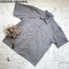 格安✨【インドアオリジナル】メンズ 半袖ポロシャツ 作業着 グレー 仕事着 L