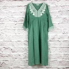 r37 FREAK'S STORE 刺繍入りグリーンロングワンピース